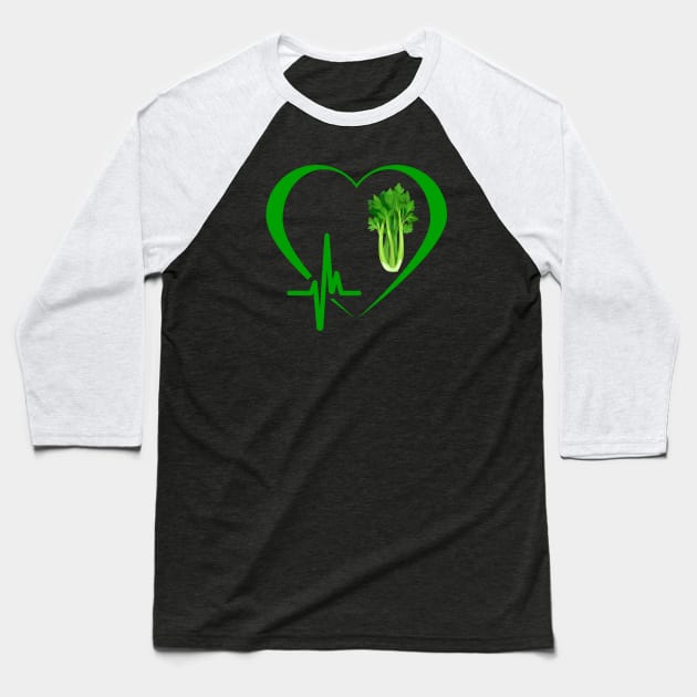 Celery Heartbeat Baseball T-Shirt by HobbyAndArt